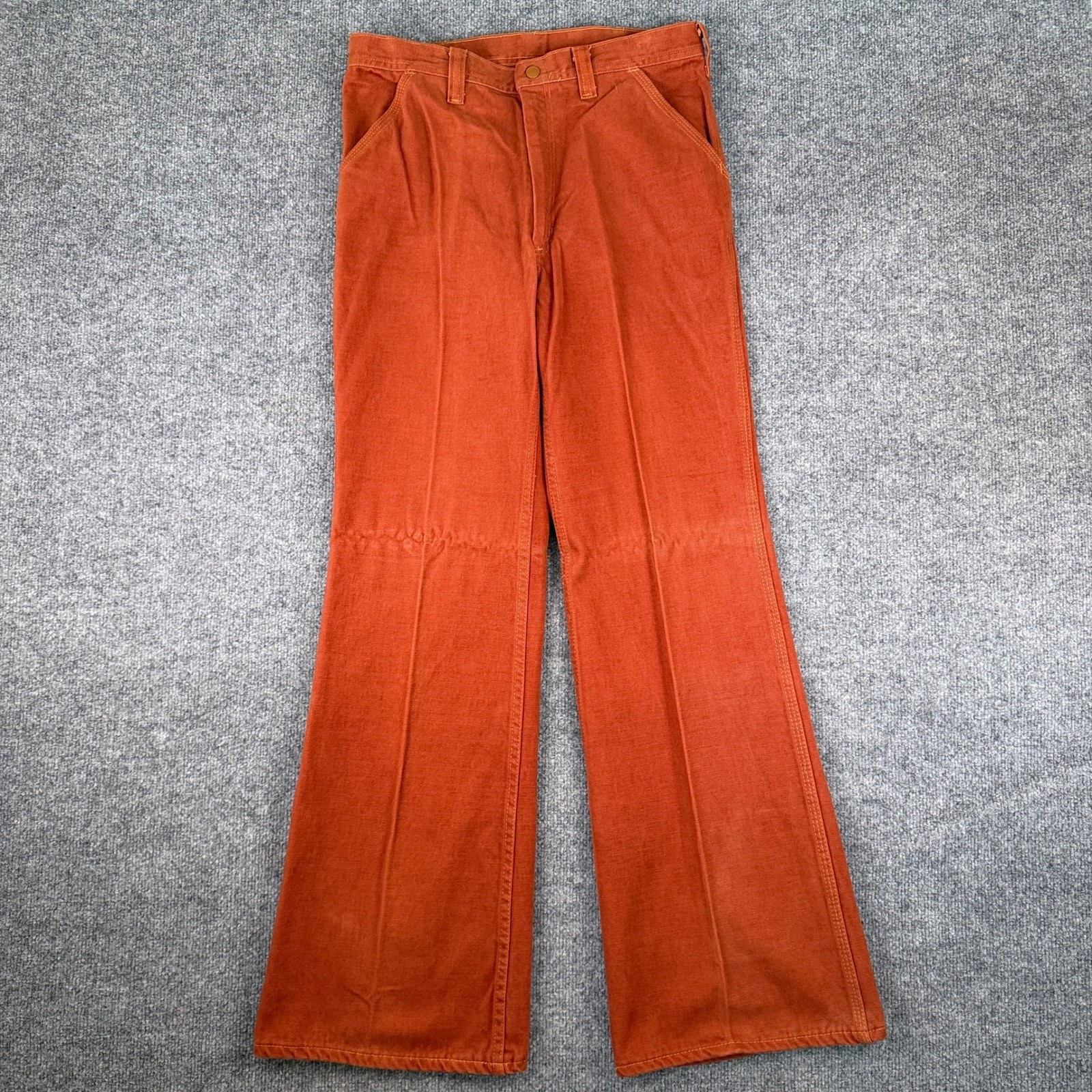 Vintage 60s 70s Miller Bell Bottom Flare Pants Mens 30x32 Orange Talon Zip