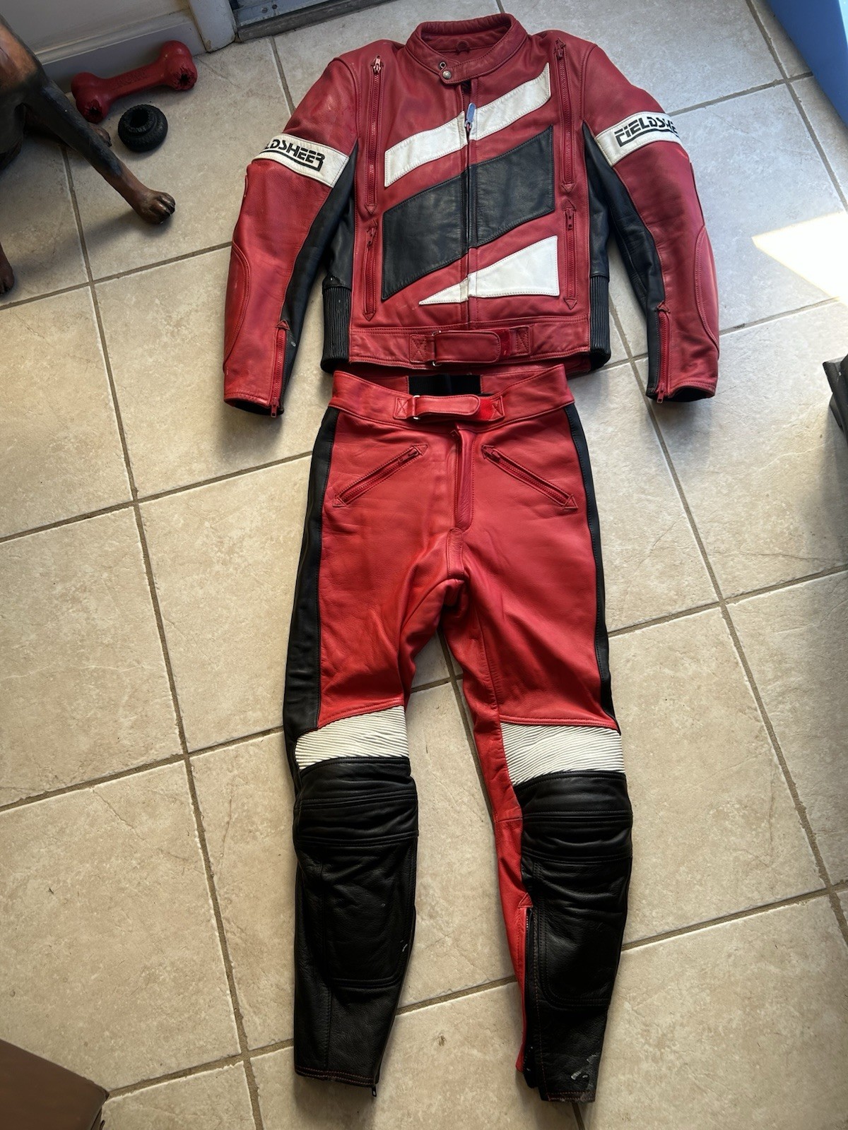 Fieldsheer Motorcycle Jacket 42/52 Mens Racing Leather and Pants 30/40 Padded Fieldsheer Motorcycle Jacket 42/52 Mens Racing Leather and Pants 30/40 Padded