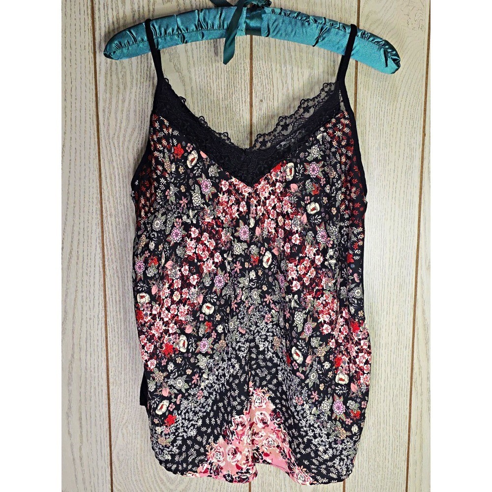 Maurices Black Floral Lace Cami Top Large NWOT Coquette Fairy Grunge Y2K Womens
