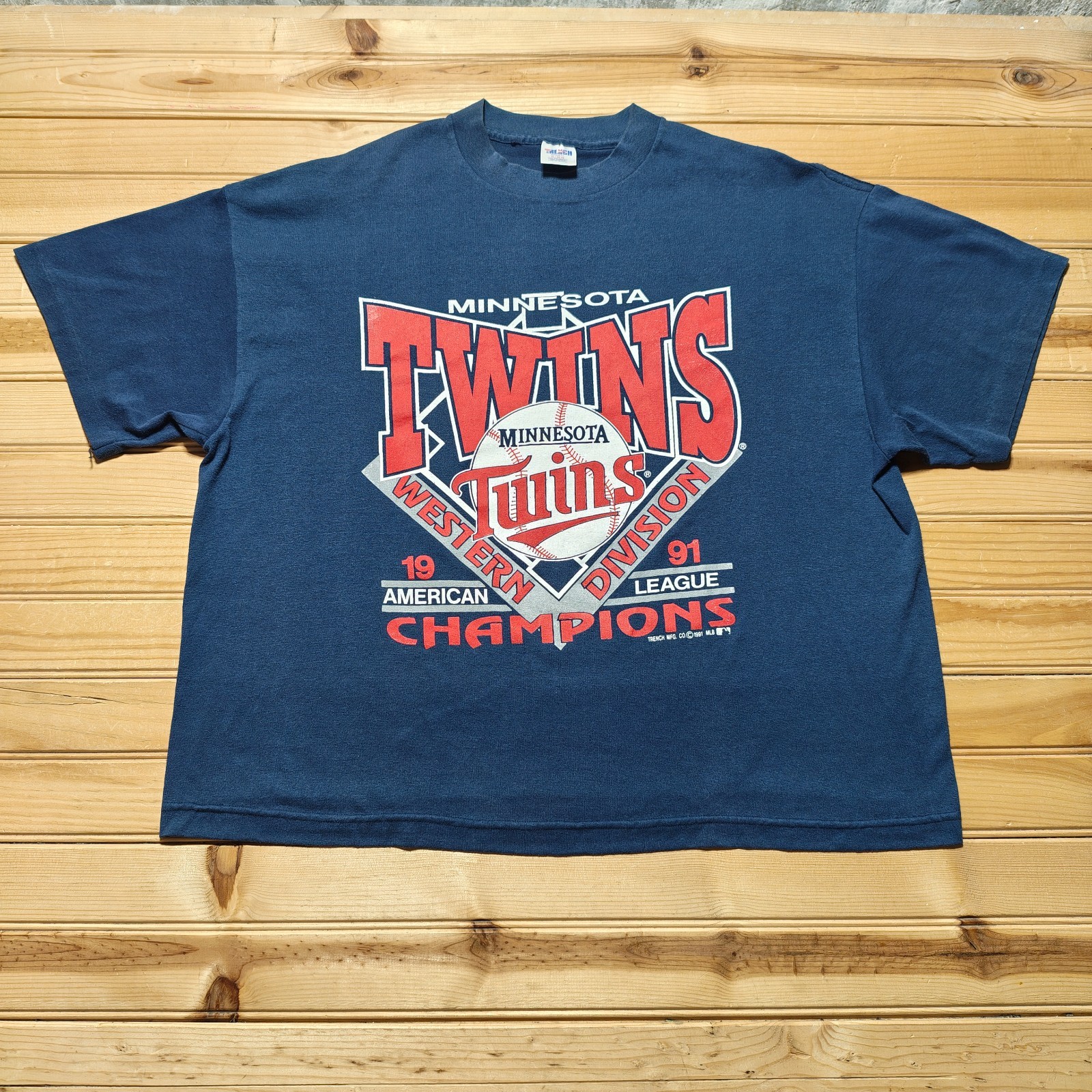 Vintage 1991 Minnesota Twins MLB Western Division Champions Graphic T-Shirt - XL