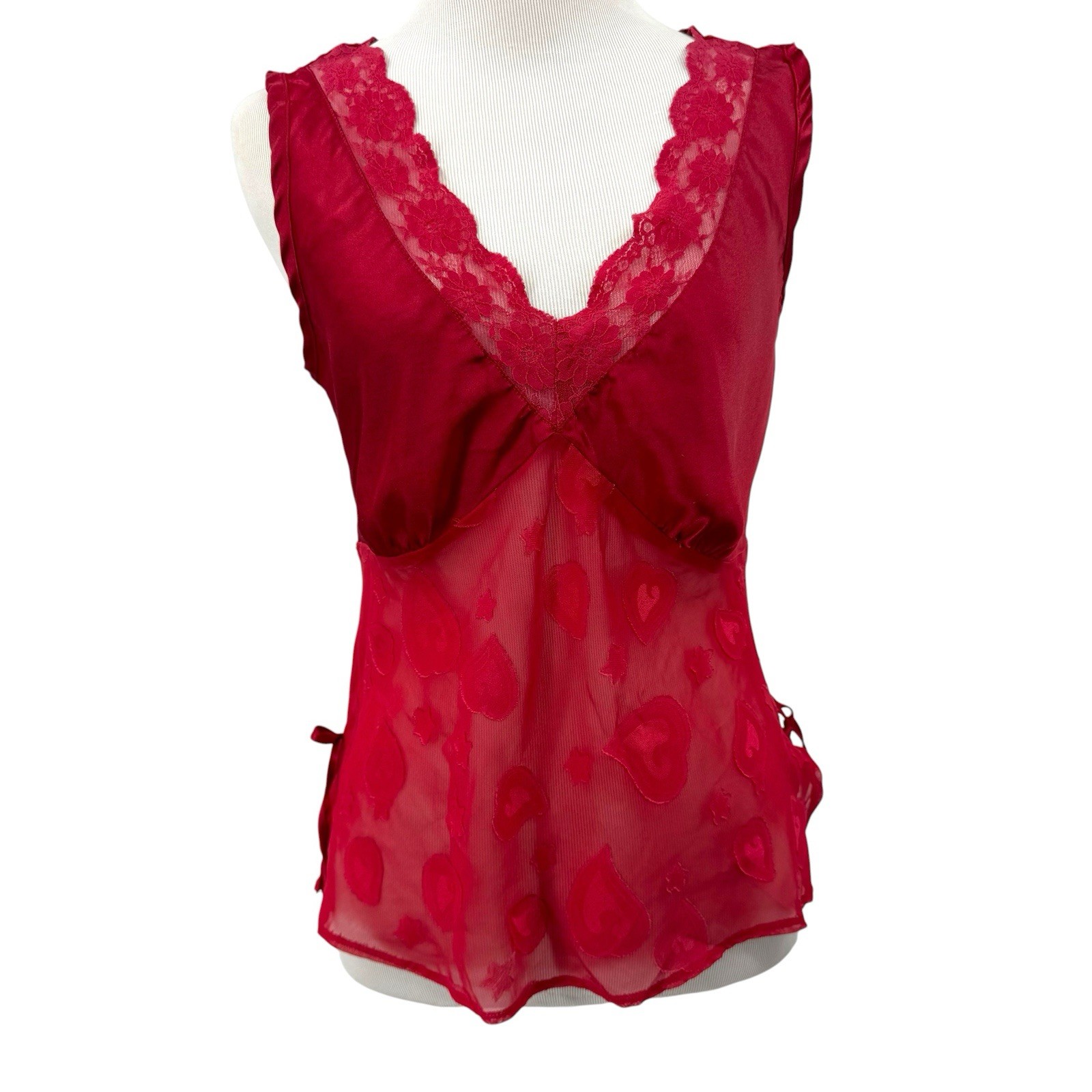 Vintage 90s Y2K Cato Sheer Babydoll Tank Top Sz M Fairycore Grunge Hearts Stars Vintage 90s Y2K Cato Sheer Babydoll Tank Top Sz M Fairycore Grunge Hearts Stars