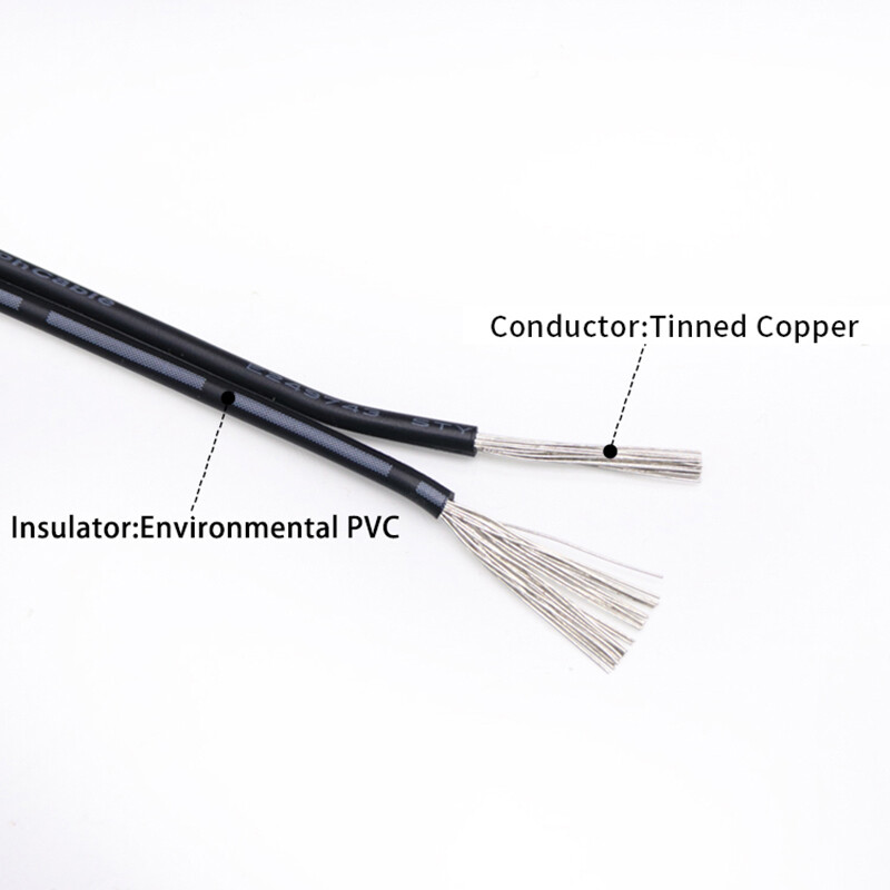 PVC Flexible Electronic Dual Core Wire Tinned Copper Stranded Cable 16 - 30AWG