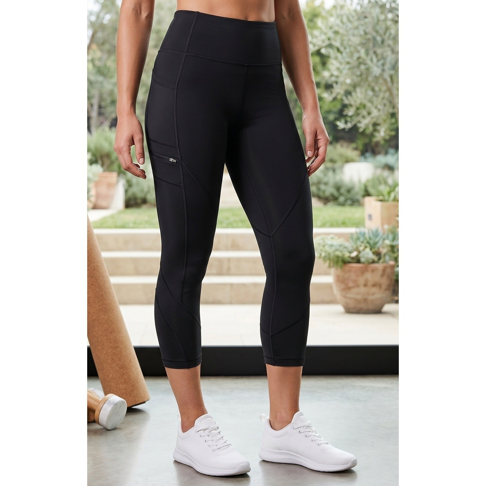 Lole Born Montreal Cropped Active Leggings Women\'s Small Black Pockets Stretch