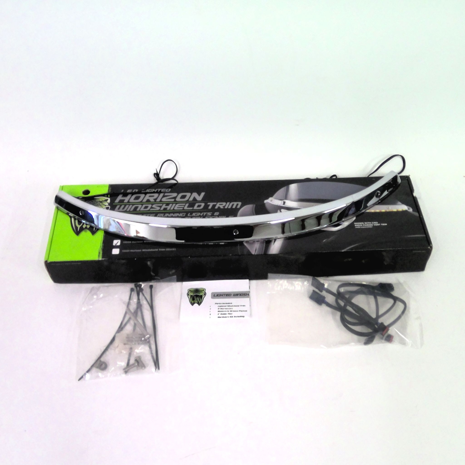 Ciro 2014-2023 Harley Batwing Chrome LED Lighting & Turn Windshield Trim 11000