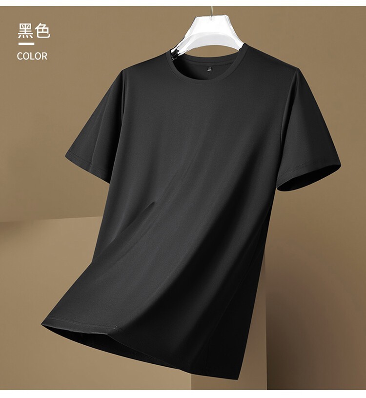 Summer fashion Men's Silk T-Shirt Short Sleeve Luxury Soft Breathable Tee Hot