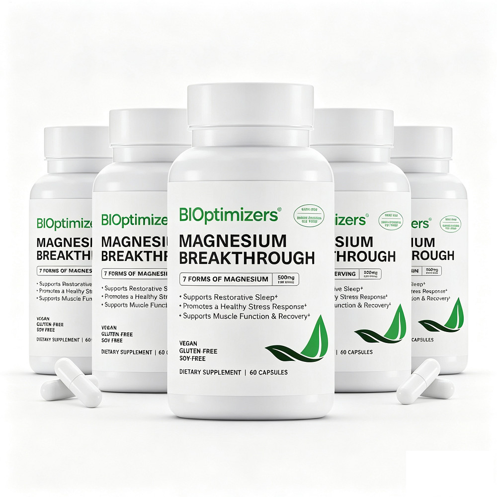 5 Pack BiOptimizers Magnesium Breakthrough 60 Capsules 7 Forms Vegan Soy-Free