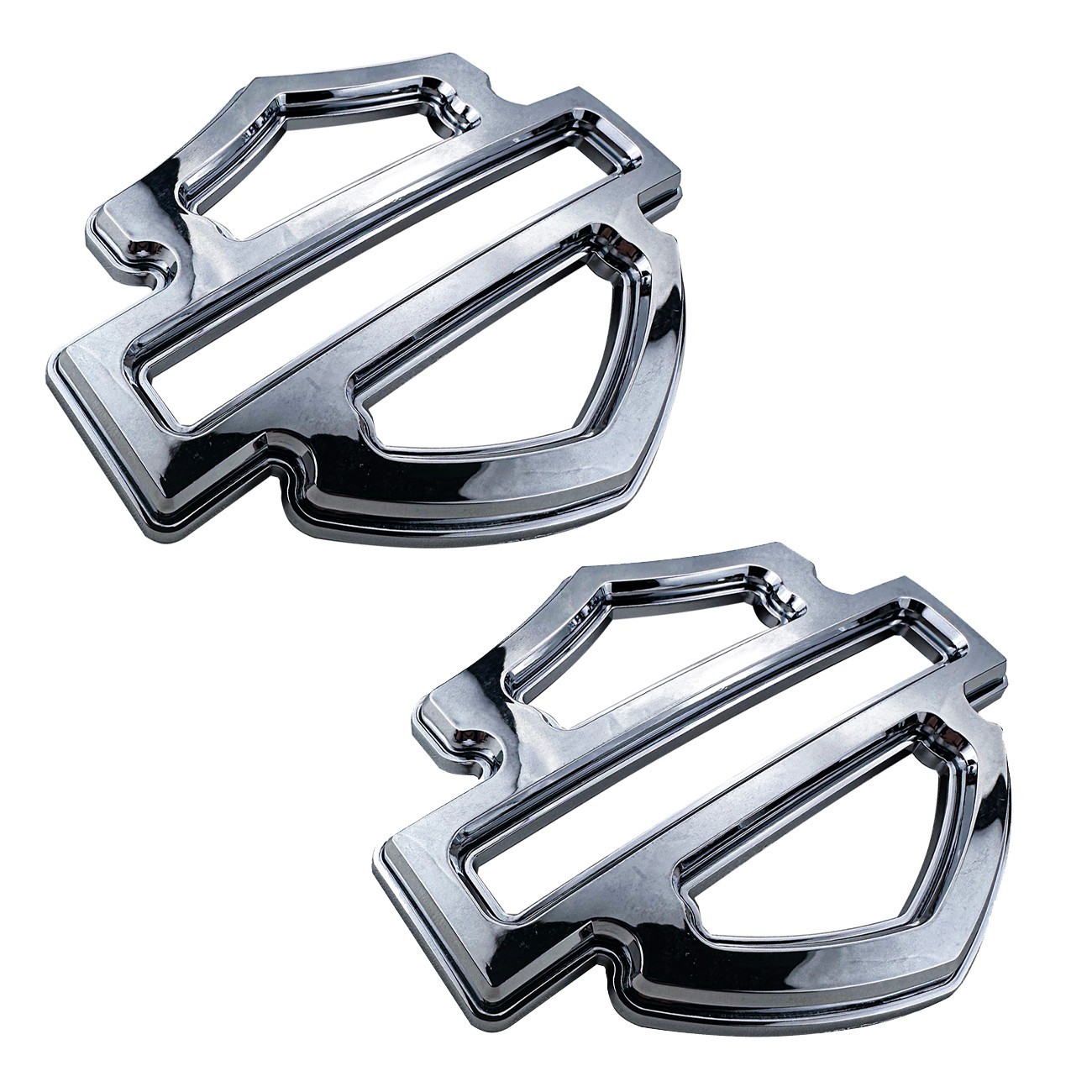 2x chrome double layer custom fuel tank emblem motorcycle badges 5 or 6 gal