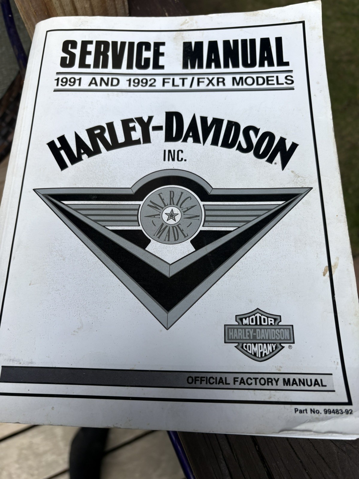 Harley-Davidson 1991 and 1992 FLT/FXR  Models Service Manual 99483-92