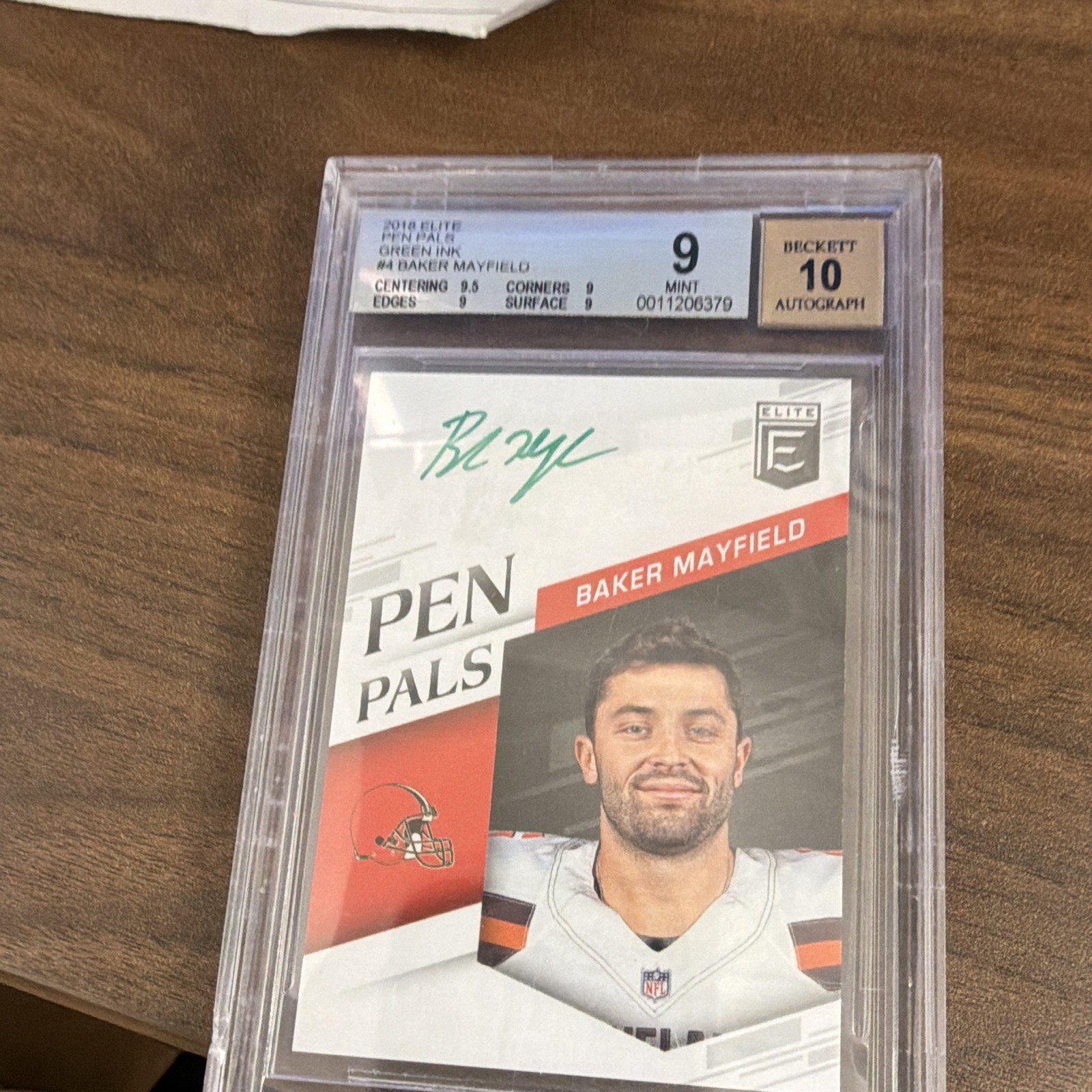 Panini 2018 Donruss Elite Baker Mayfield #PP-BM Green Ink RC Auto BAS Panini 2018 Donruss Elite Baker Mayfield #PP-BM Green Ink RC Auto BAS