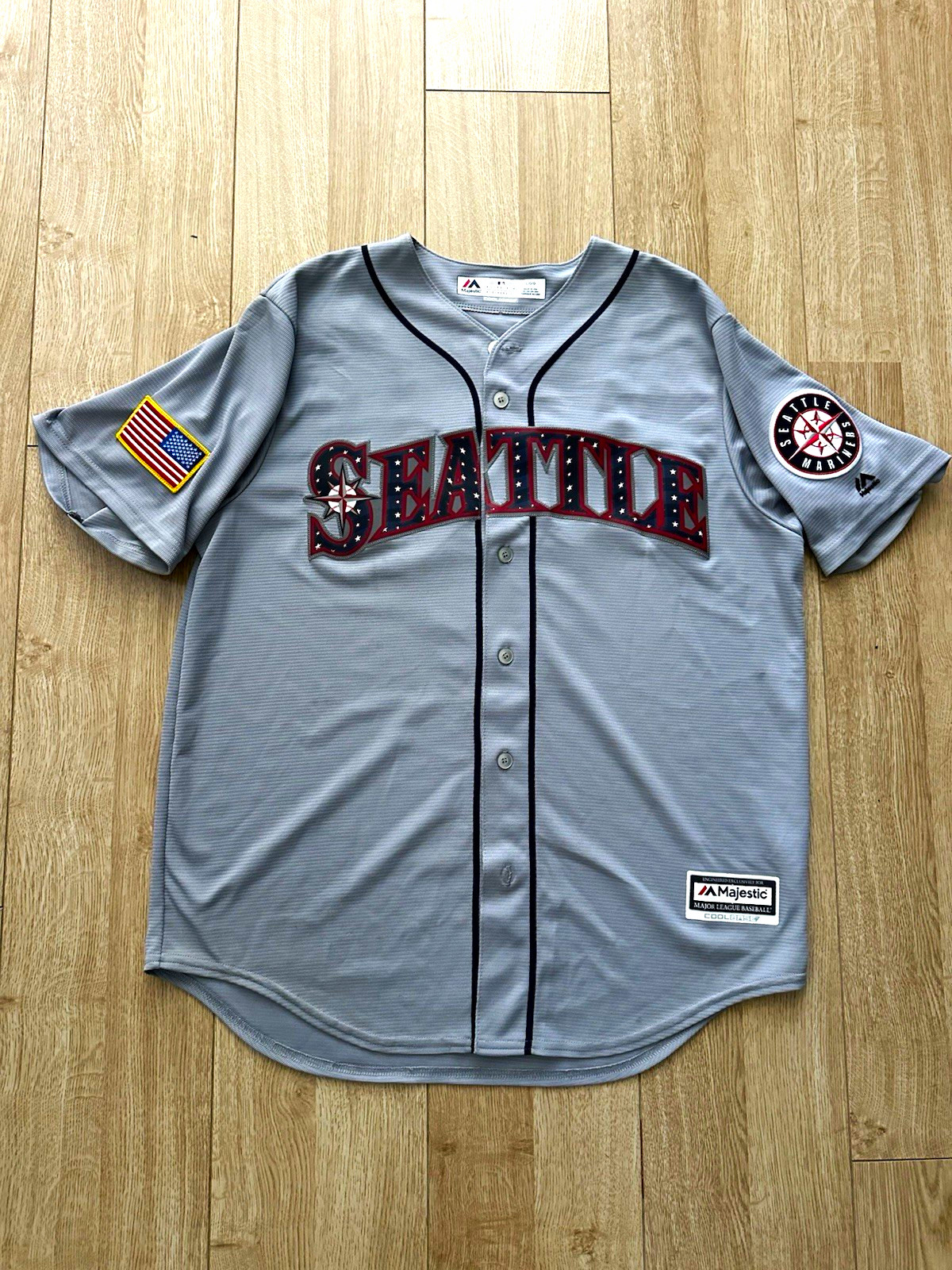 Majestic Seattle Mariners Mitch Haniger #17 July 4th Baseball Jersey Men\'s Large