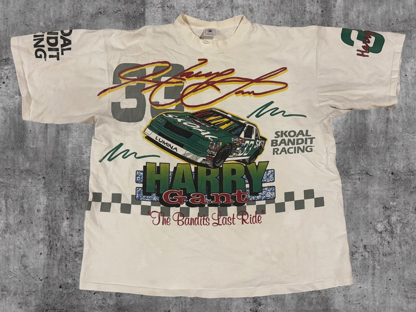 Vintage Harry Gant Shirt Mens Sz XL NASCAR Racing Skoal Bandit Last Ride AOP