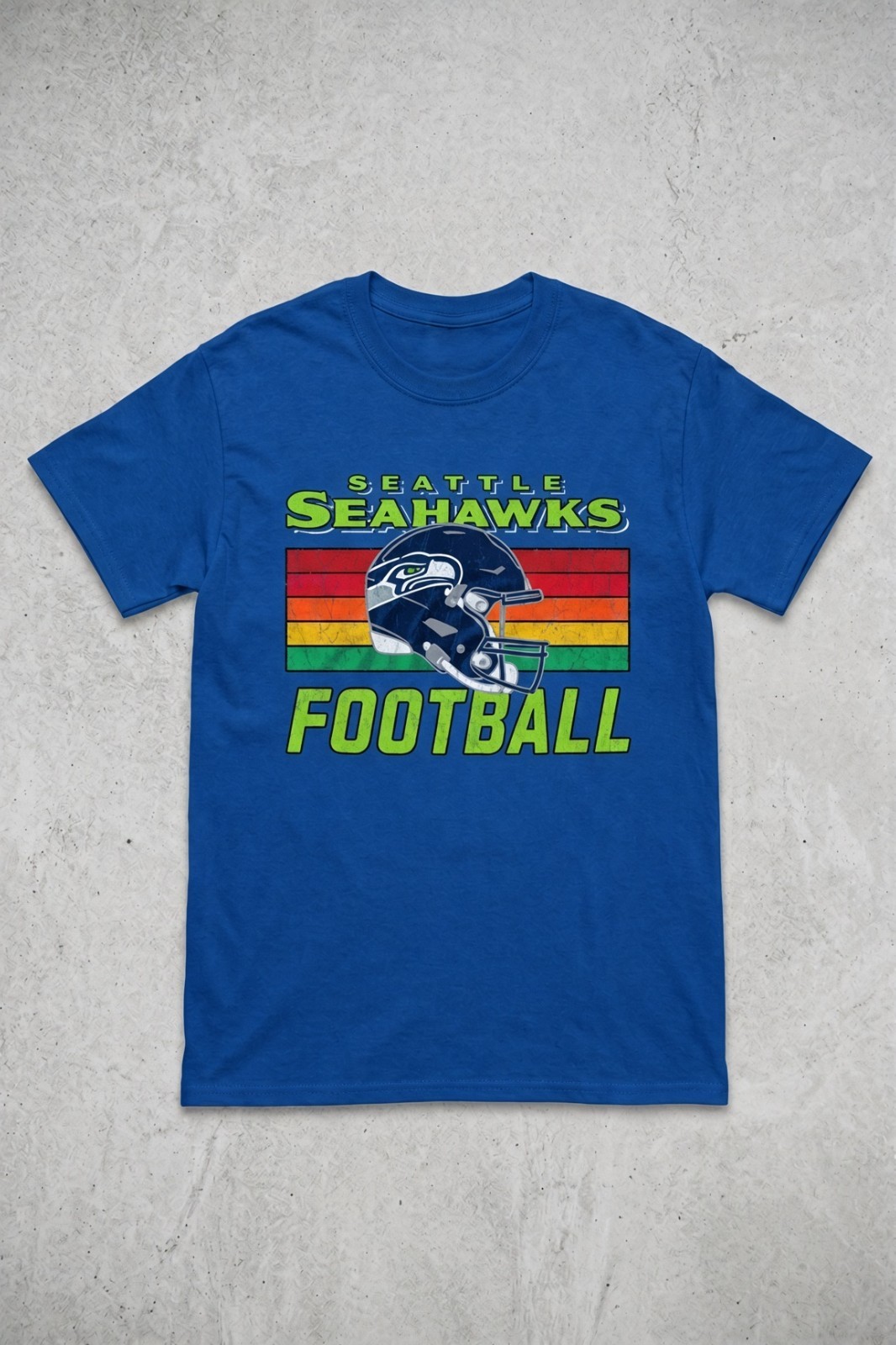 Seattle Seahawks Retro Helmet Football Graphic Tee Blue Men\'s NFL T-Shirt