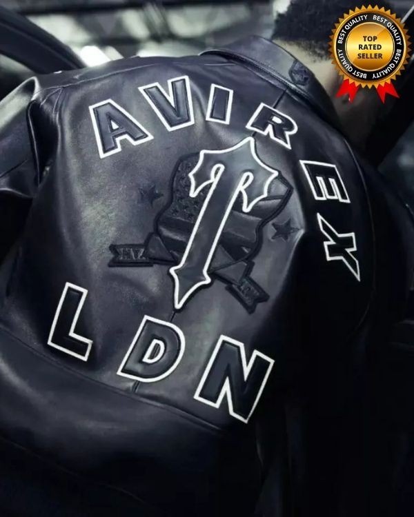 Men\'s Avirex Black Real Bomber American Flight Jacket Real Leather Jacket Men