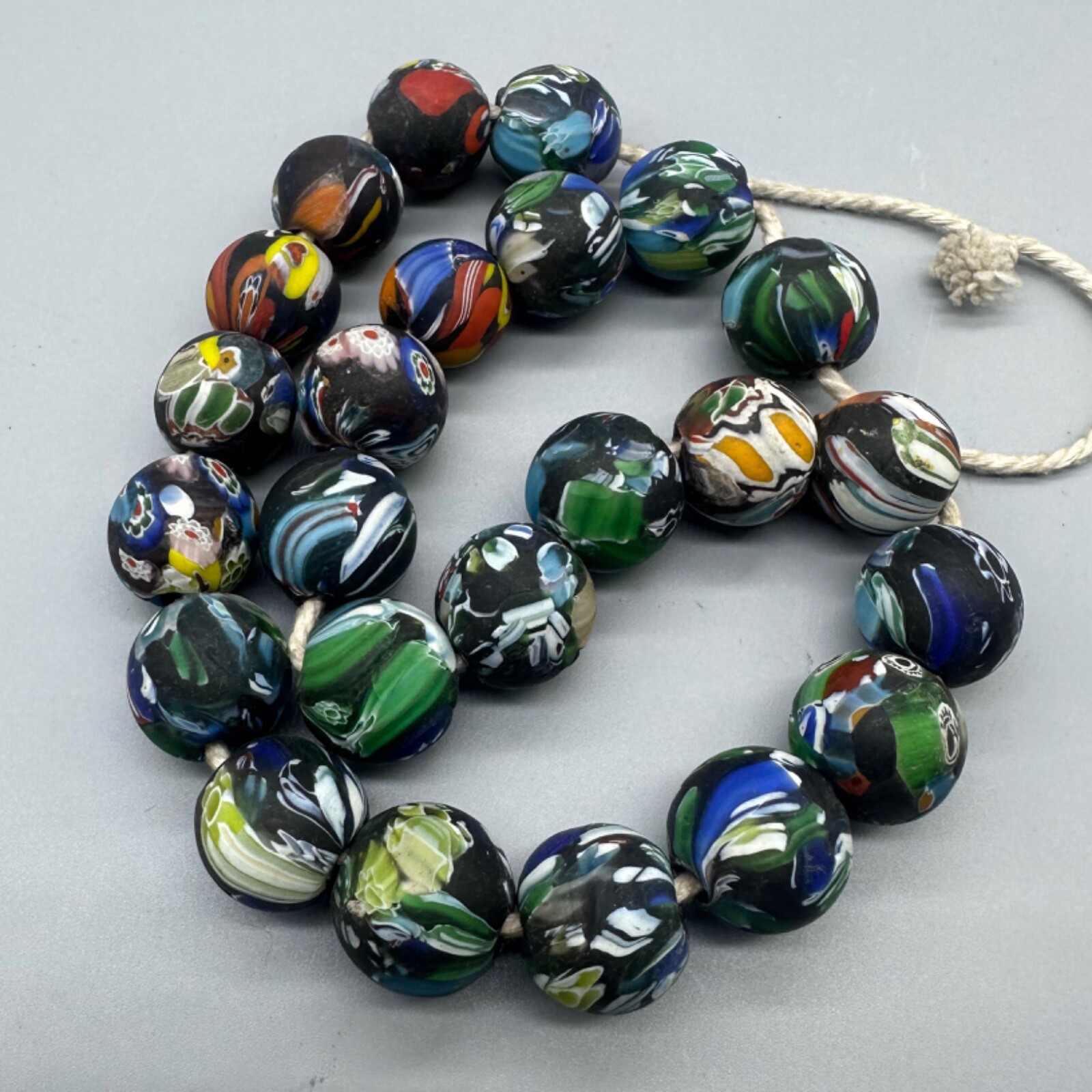 Colorful Ancient Roman Mosaic Glass Genuine Antique Necklace #A1