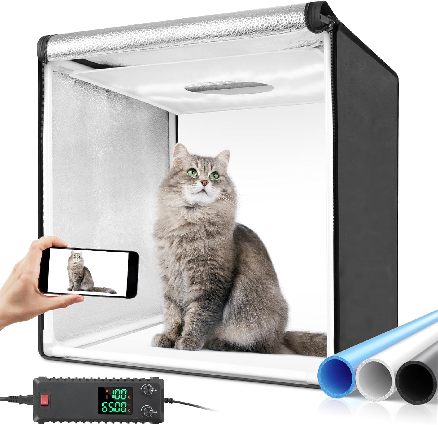 Bi-Color LED Photo Light Box 40X40 Inch, Dimmable Leds Product Photography Light