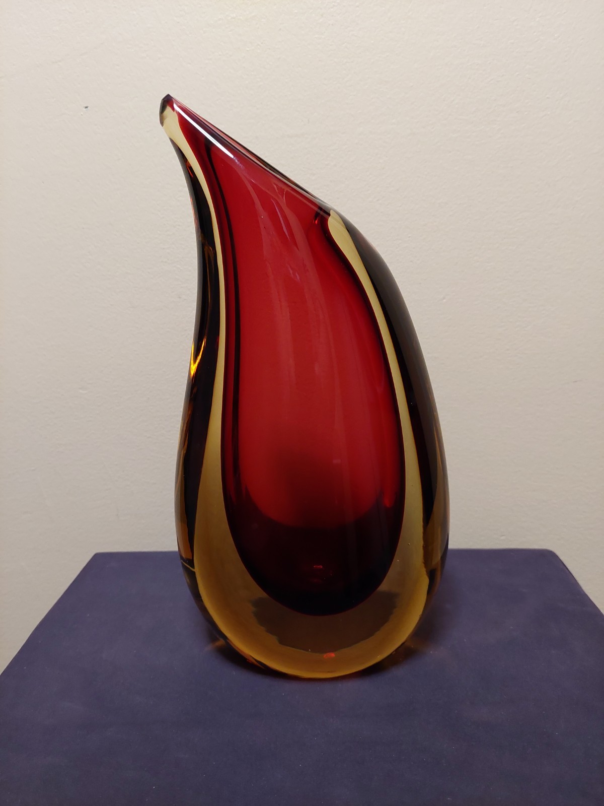 Vtg. Murano Oggetti - signed Luigi Onesto - Sommerso Glass Tear Drop 11\