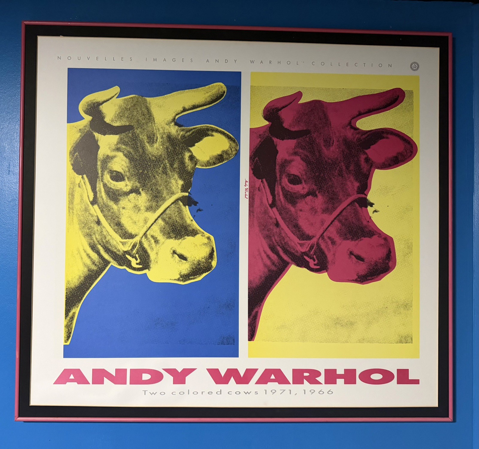 Andy Warhol Print Lithograph Two Colored Cows Large 1989 First Edition Framed