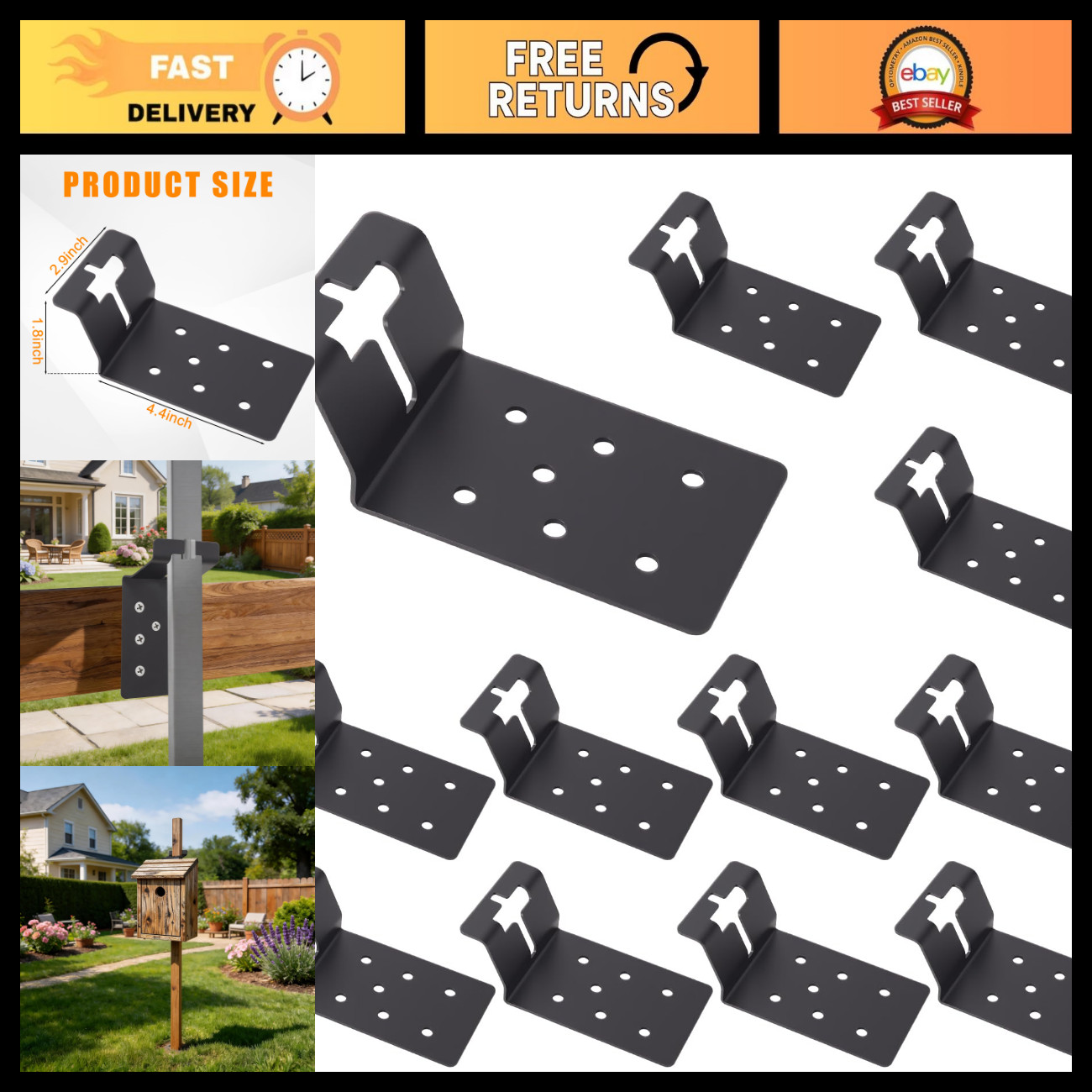 18 Pcs Heavy-Duty Black T-Post Bracket 3\