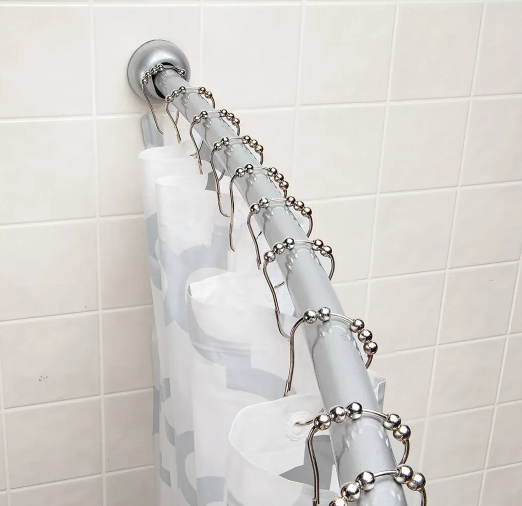 Curved Shower Rod Wall Mountable Adjustable Brushed Chrome Finish 40\ Curved Shower Rod Wall Mountable Adjustable Brushed Chrome Finish 40\