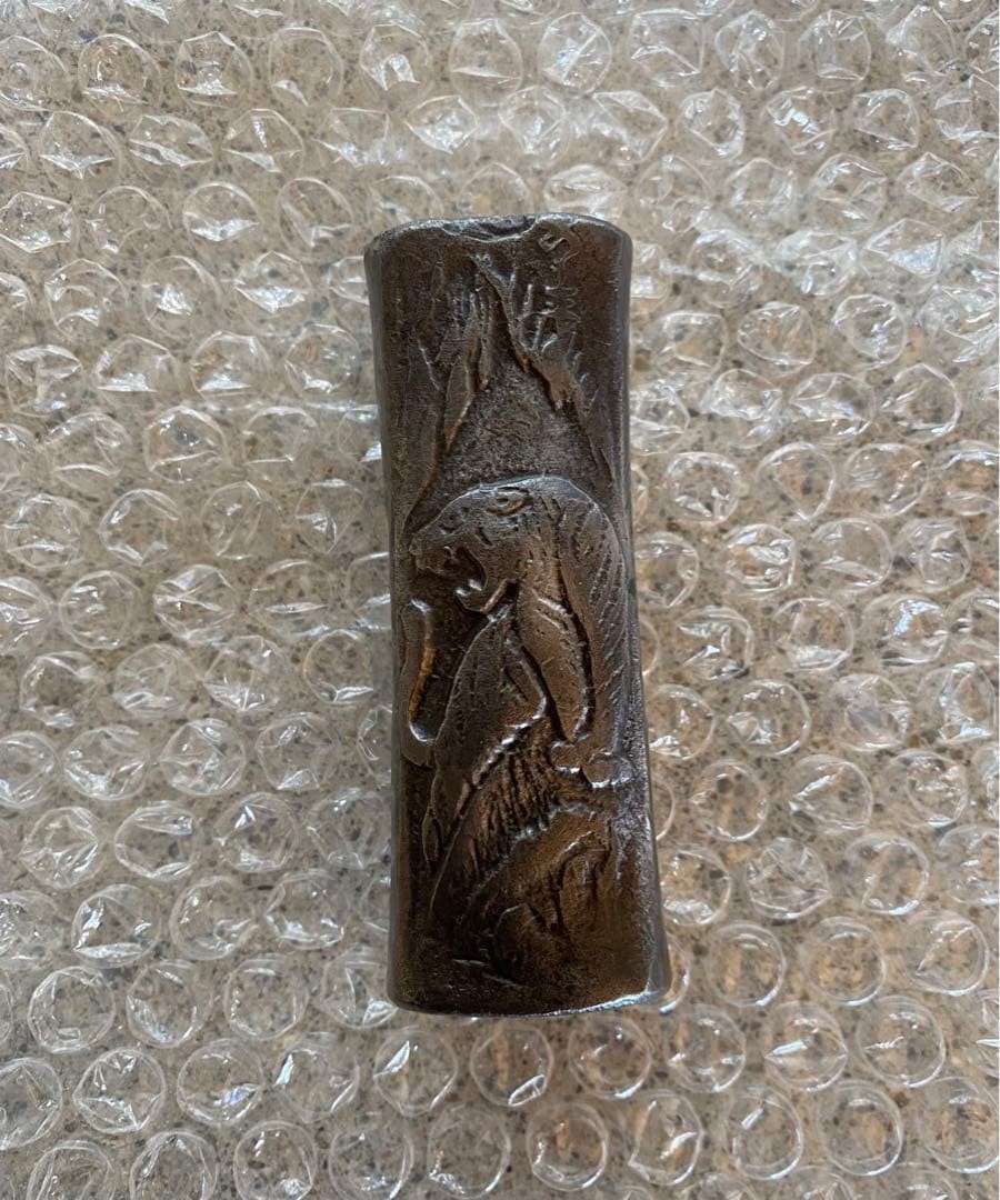 Japanese Genno Hammer Head Tiger Carving Carved Head Carpentry Tool Decorative