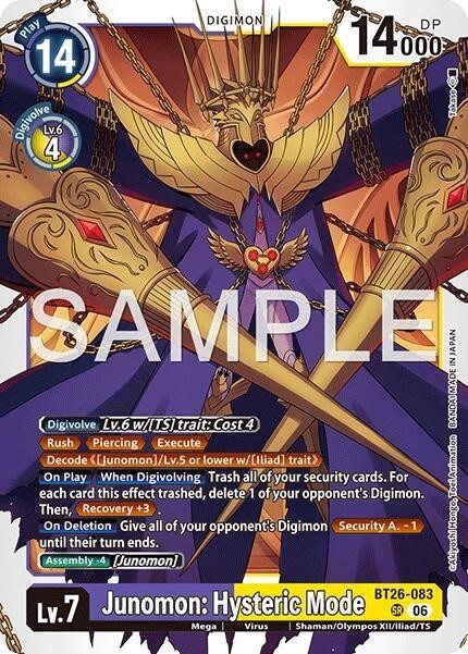 Junomon: Hysteric Mode Foil - BT26-083 - NM - Digimon TCG