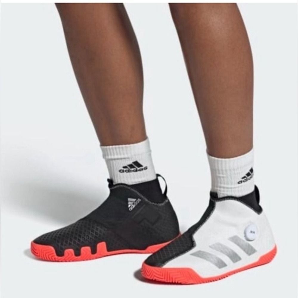 NWT Adidas Stycon BOA Mens Size 7.5 Cloud White Solar Red Laceless NEW