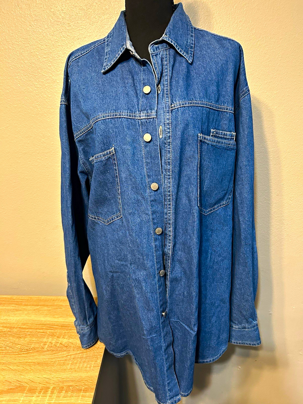 Wrangler HERO Men’s Large Denim Shirt Vintage 90s Western Workwear Blue Jean