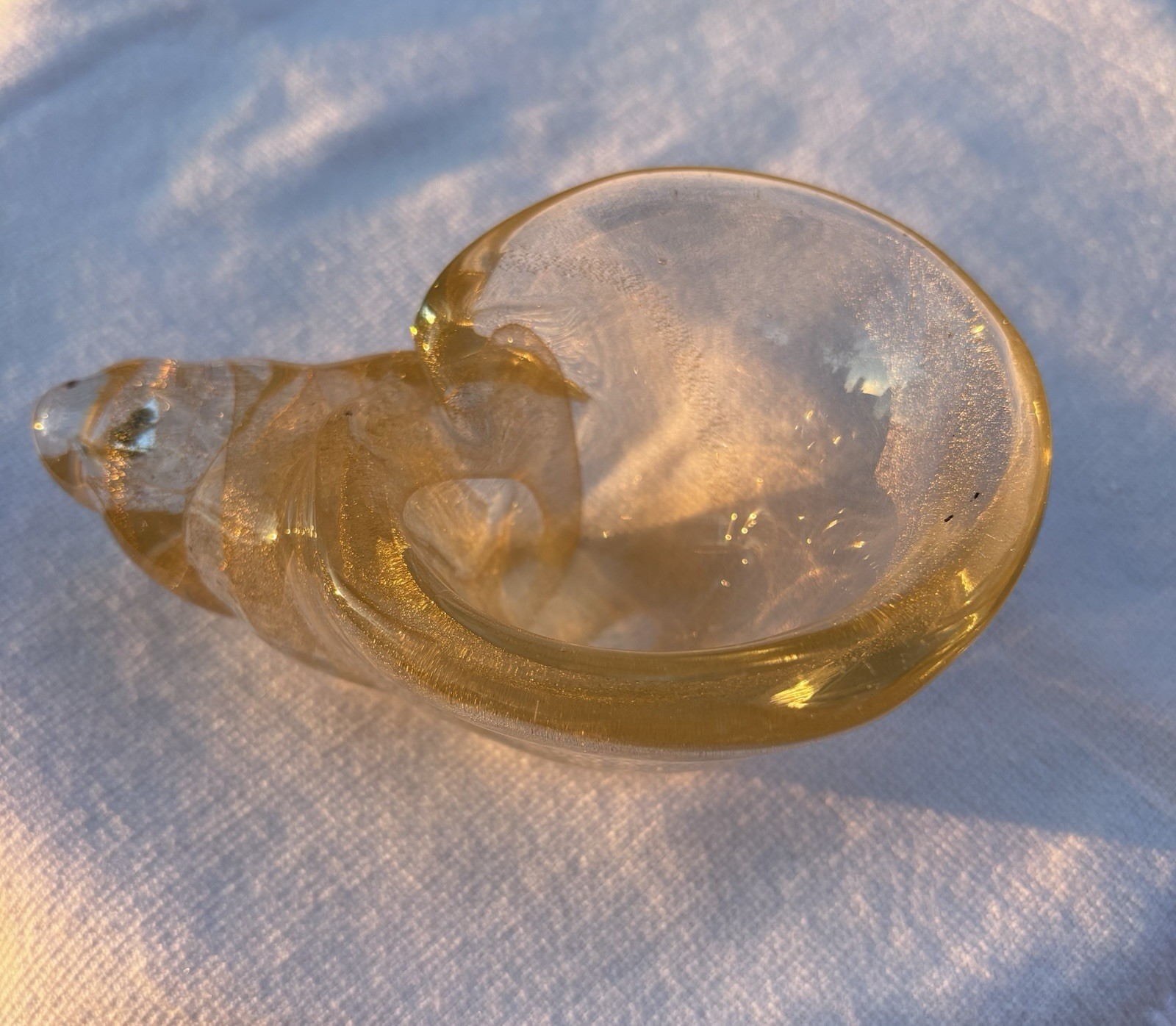 Vintage Archimede Seguso Murano Glass Shell with Gold Flakes Vintage Archimede Seguso Murano Glass Shell with Gold Flakes