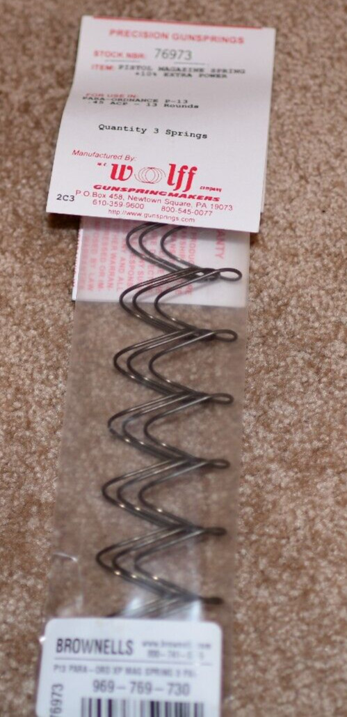 Wolff Pistol Magazine Spring 3 pack for Para-Ordnance P13 +10% Extra Power Wolff Pistol Magazine Spring 3 pack for Para-Ordnance P13 +10% Extra Power