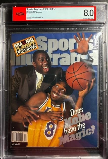 Kobe Bryant Lakers 1st SI 1998 Sports Illustrated Newstand Vol. 88 Magic PSA 8