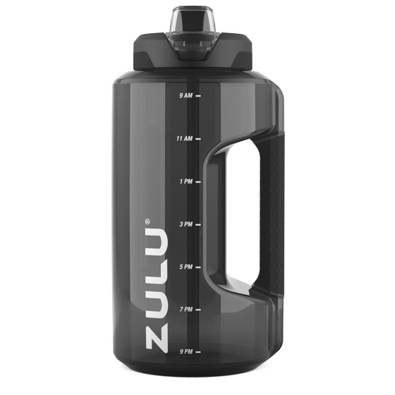 Zulu Black 64oz Half Gallon Plastic Goals Water Bottle Jug.
