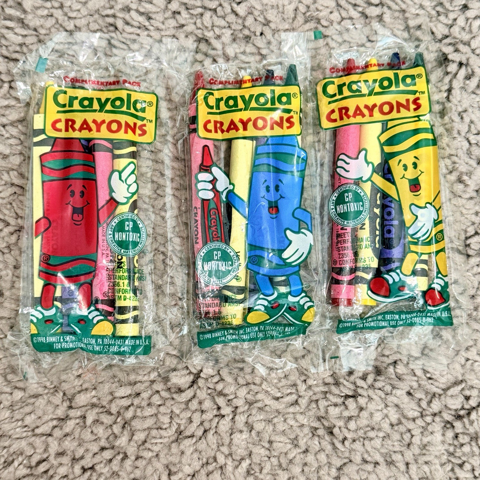 Vtg Binney & Smith Crayola Crayons Complementary Pack 4 1998 Lot Of 3 Sealed