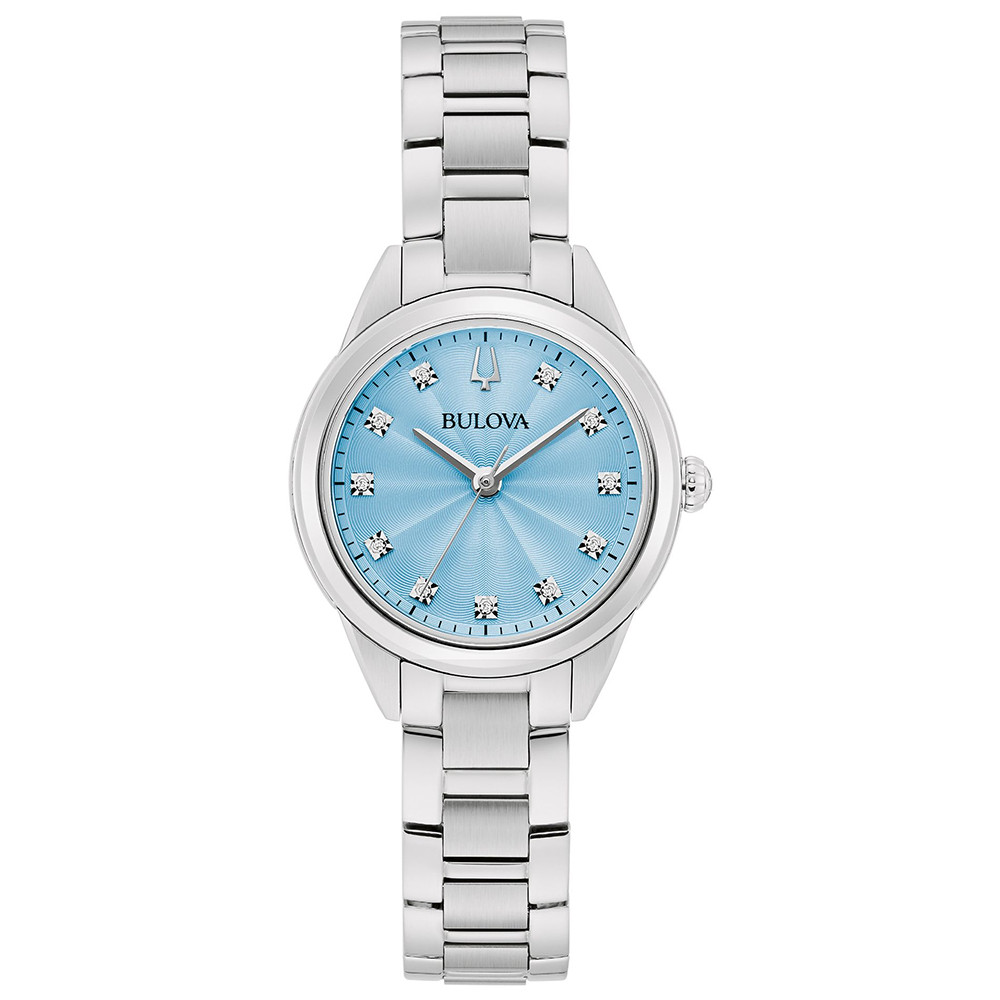 Bulova Sutton 96P250 Women\'s Watch Blue Dial With Stainless Steel Bracelet 28 mm