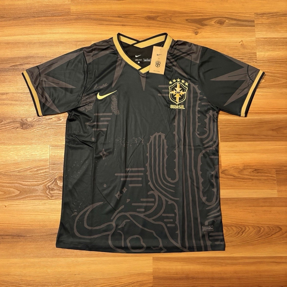 Nike Brazil CBF Soccer Jersey Shirt Men’s XL Black/Gold Dri-FIT Nike Brazil CBF Soccer Jersey Shirt Men’s XL Black/Gold Dri-FIT