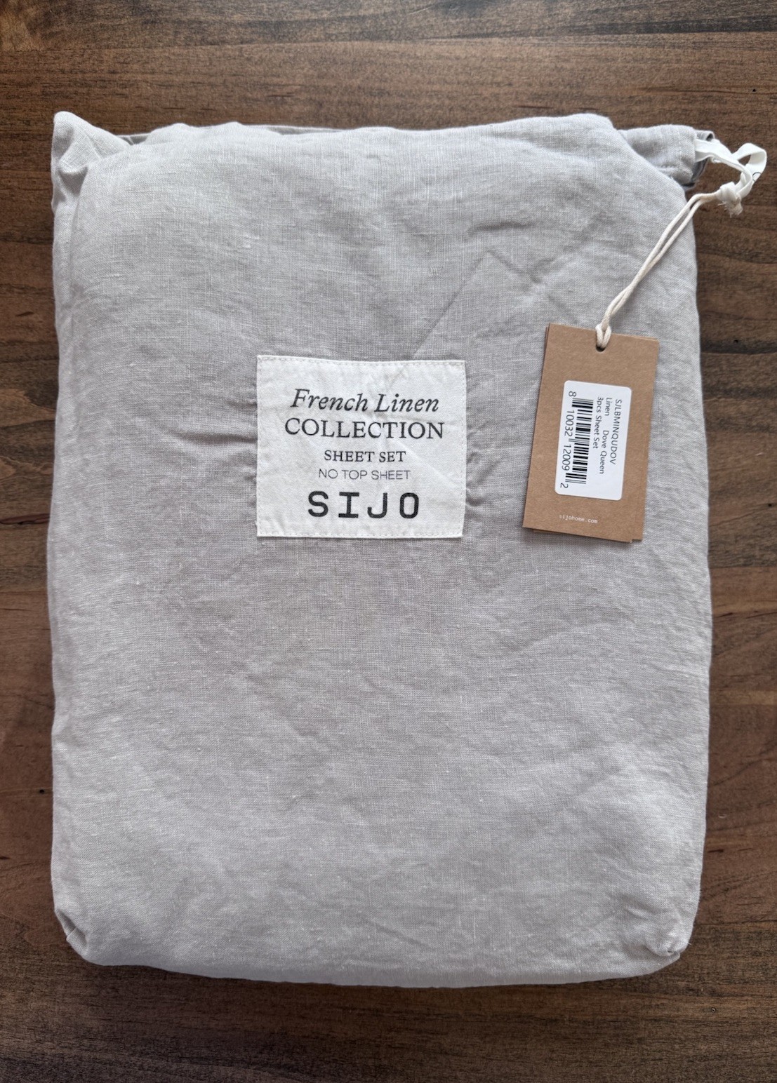100% French Flax Linen OEKO-TEX GOTS Certified Queen Size 3 PCS Set Dove Gray