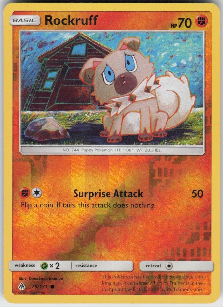 Reverse Holo Rockruff 75/131 Common Forbidden Light Lightly Played