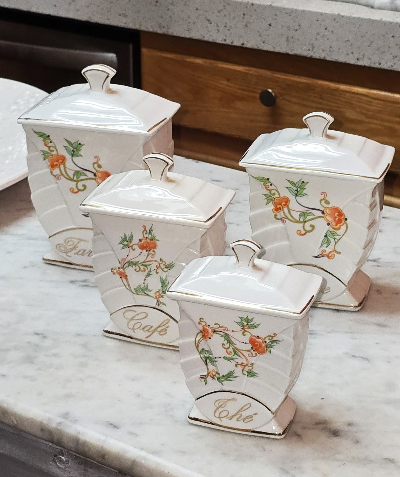French-Art Deco Era-Kitchen Canister Set 'At Père Fragile Angoulême' 1930s