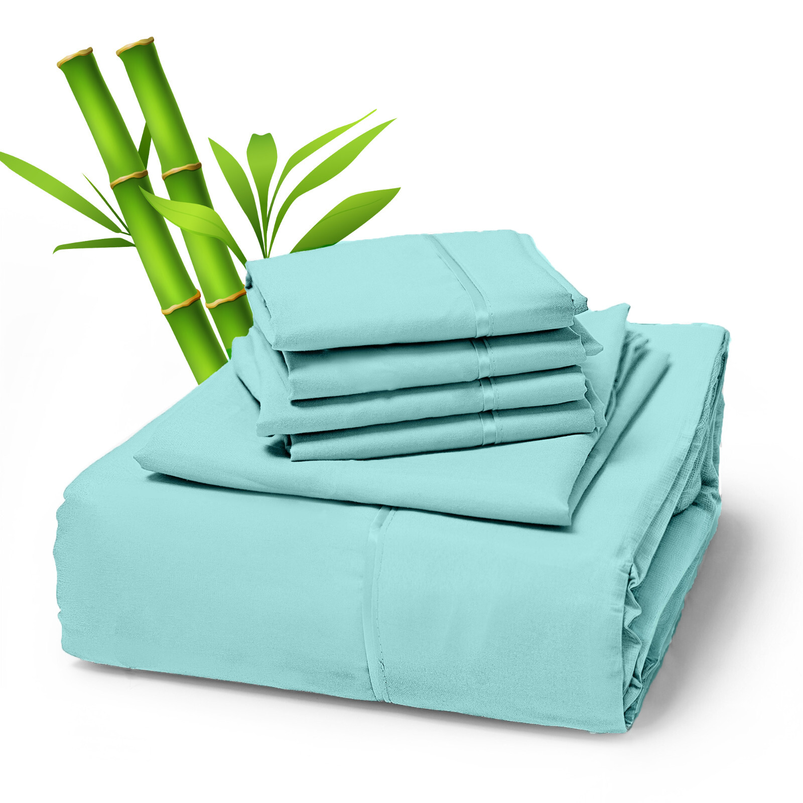 6 Piece Premium Bamboo Sheet Set, Deep Pockets, 50 Colors, 2200 Count, Soft
