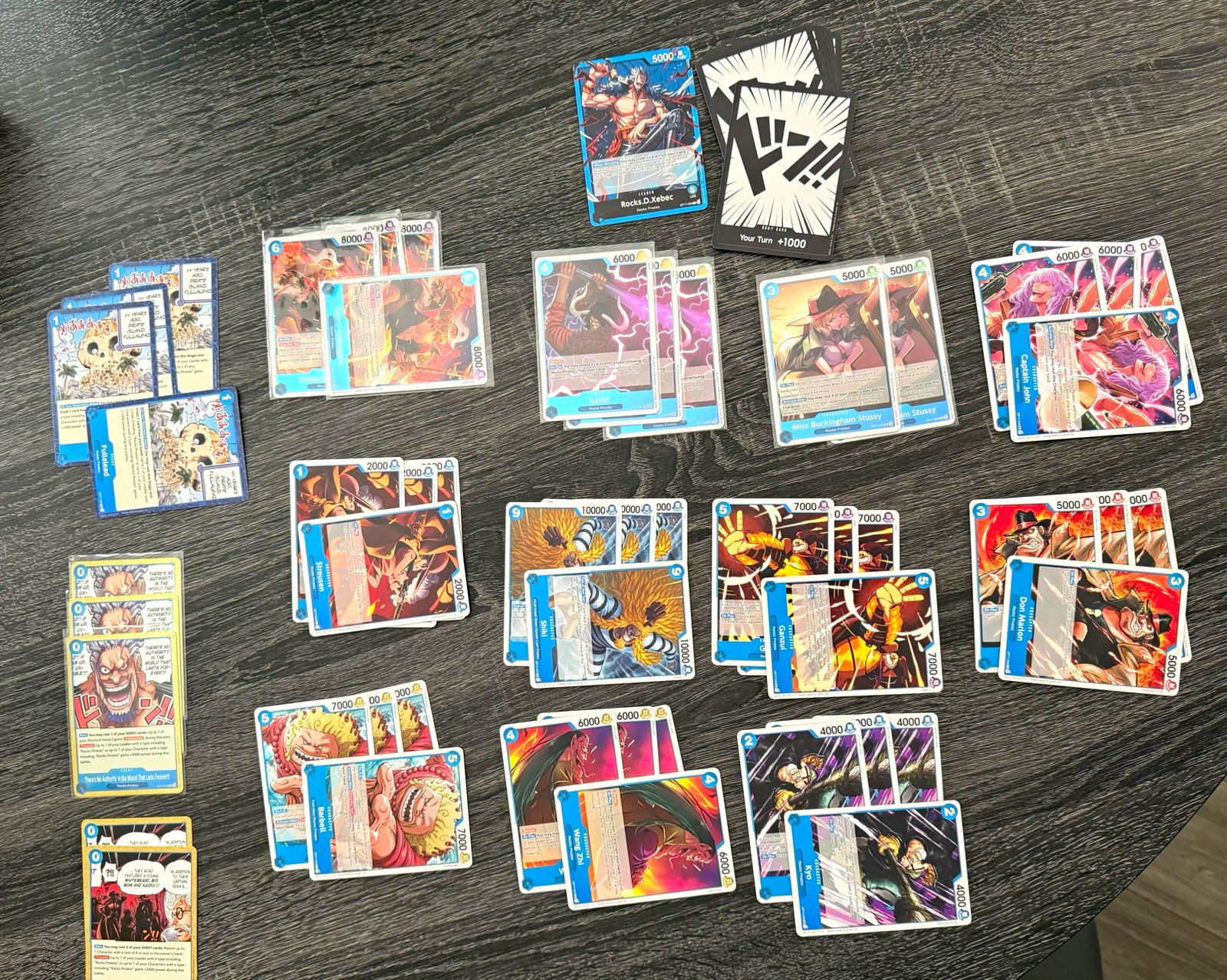 One Piece OP17 ROCKS Deck Rocks D. Xebec Blue Leader. Ready to play with 10 DON One Piece OP17 ROCKS Deck Rocks D. Xebec Blue Leader. Ready to play with 10 DON