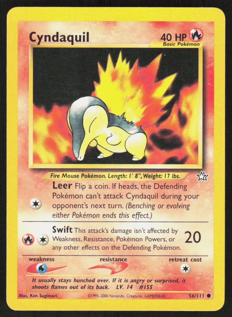 Cyndaquil 56/111 Common Neo Genesis Pokemon Unlimited Heavily Played