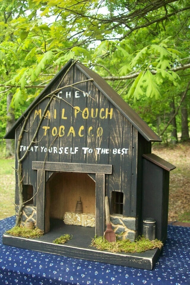 Tobacco Rustic Wooden Barn, Farmhouse Village Collection, Folk Art, Primitive