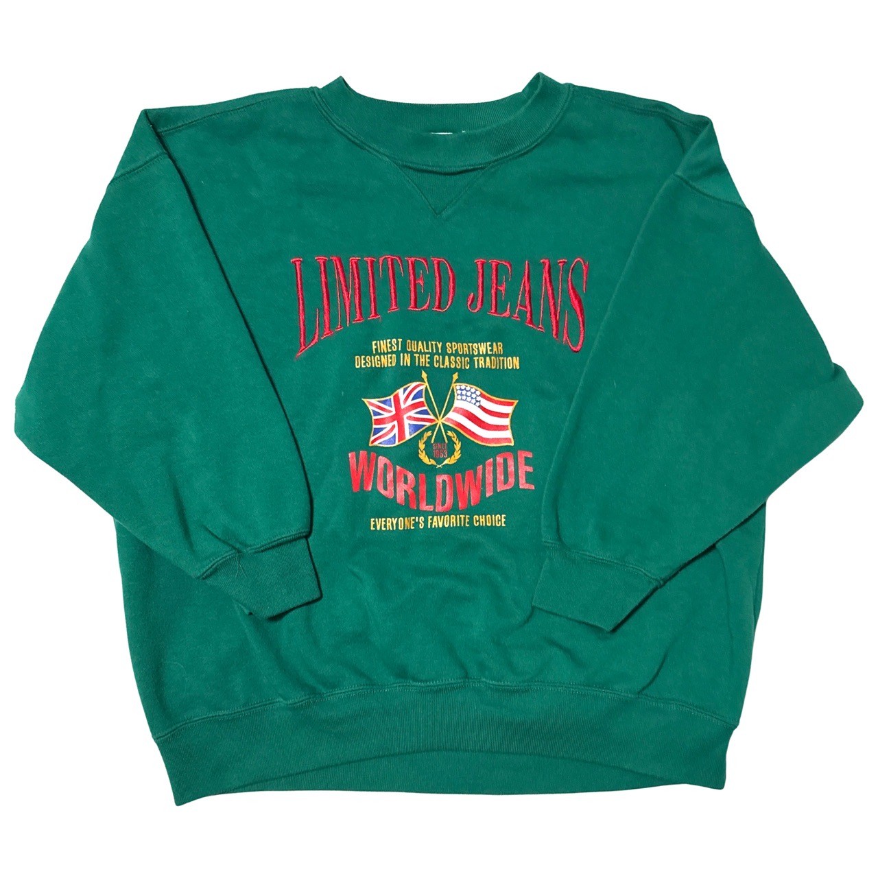 The Limited Crewneck Sweatshirt Youth Large Green Vintage Flag Graphic Retro 90s