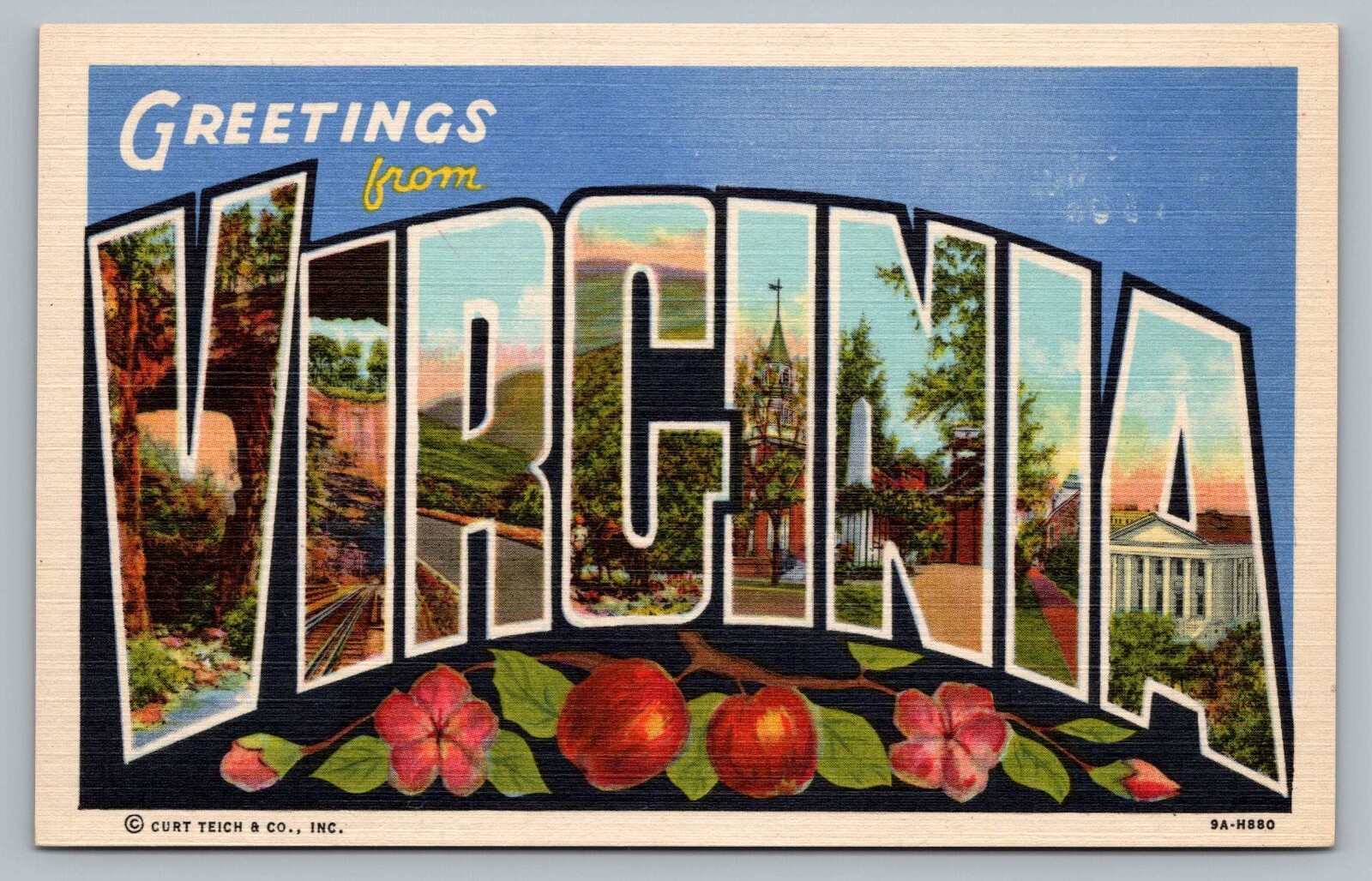 Large Letter Greetings From Virginia Curt Teich Scenic Views Postcard Vtg A9 Large Letter Greetings From Virginia Curt Teich Scenic Views Postcard Vtg A9