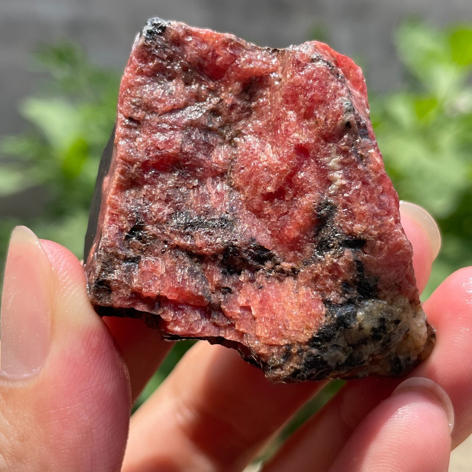 68g Rough Natural Rhodonite Quartz Crystal Mineral Specimen Healing