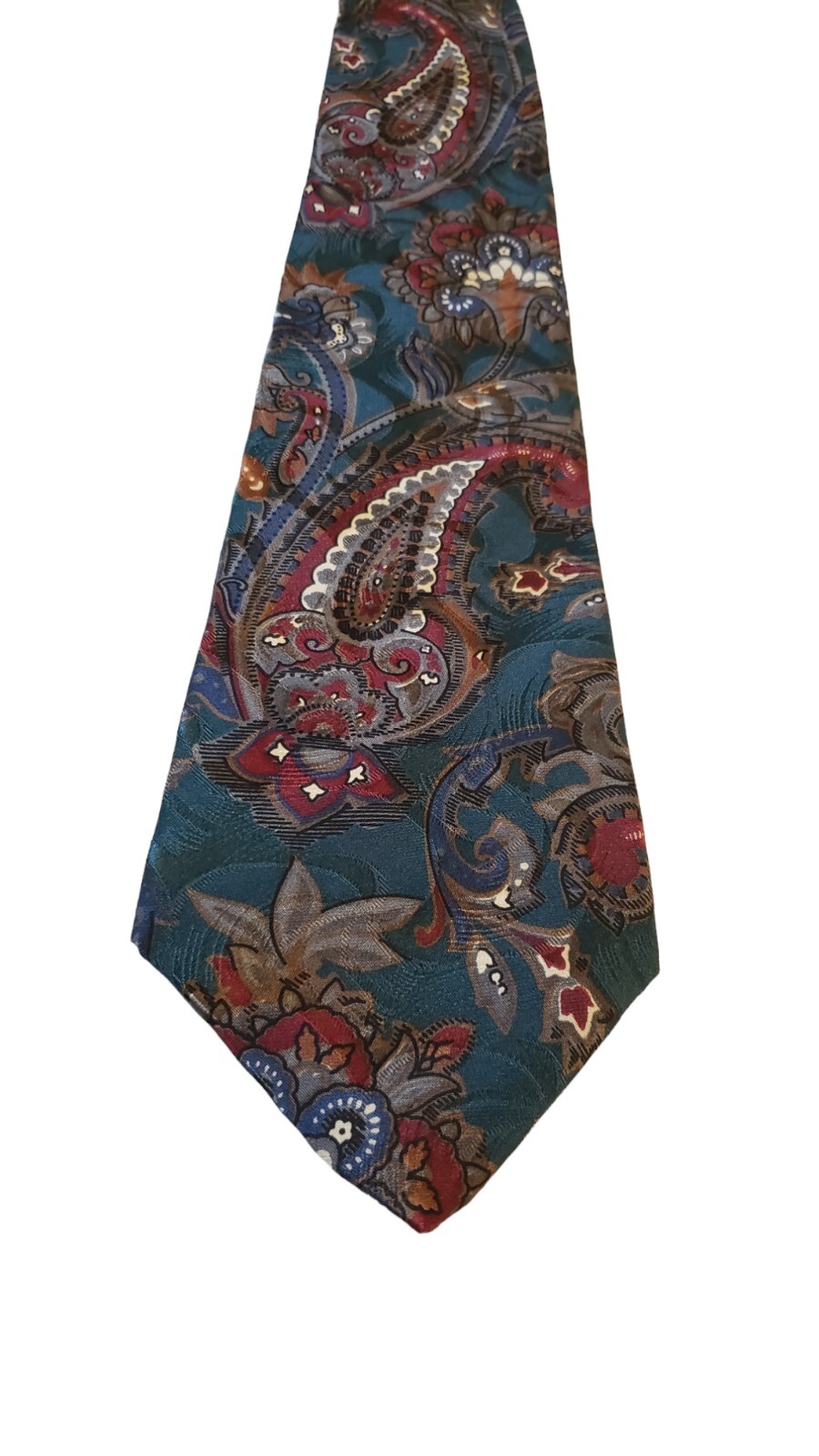 Bristol House Luxury 100% Italian Silk Neck Tie Green Paisley Floral Church Work