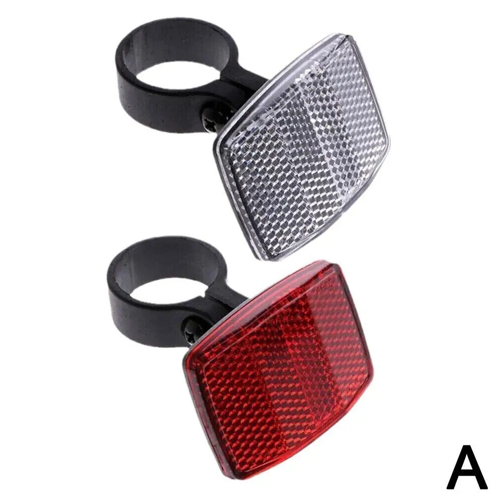 Bike Bicycle Reflector Set Front White Rear Red Safety Warning Lens 2 Pack NEW