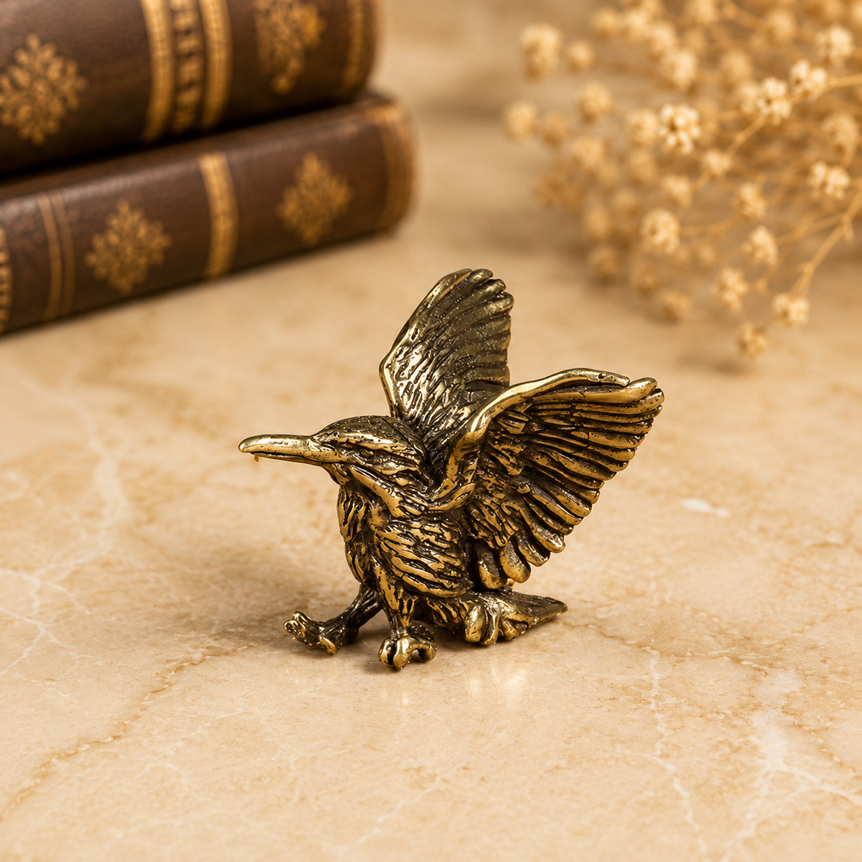 Mini Vintage Brass Hummingbird Statue Ornament Animal Collectible Bird Watcher