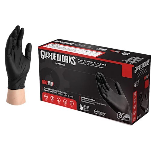 GLOVEWORKS Black Nitrile Gloves 5mil (XL), 100 Count GLOVEWORKS Black Nitrile Gloves 5mil (XL), 100 Count