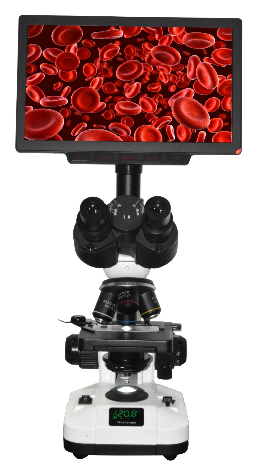 2500x Trinocular Medical Lab Microscope with 9” 4K Camera Imaging & LCD Display