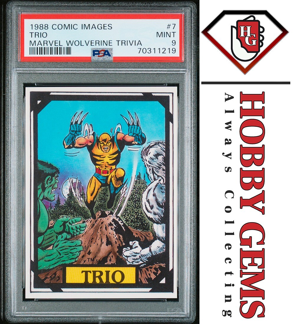 WOLVERINE HULK PSA 9 1988 Marvel Comic Images Wolverine Trivia Trio #7